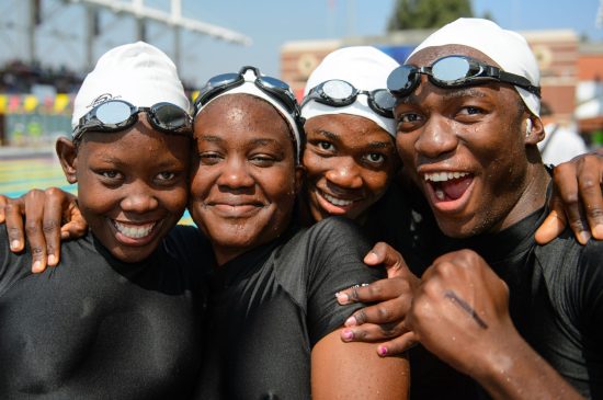 Oreneetse Letlakala, Gorataone Baatholeng, Donald Gabokgale, and Kago Kago Bacholi of Botswana won gold medals in the 4x25 meter freestyle relay.